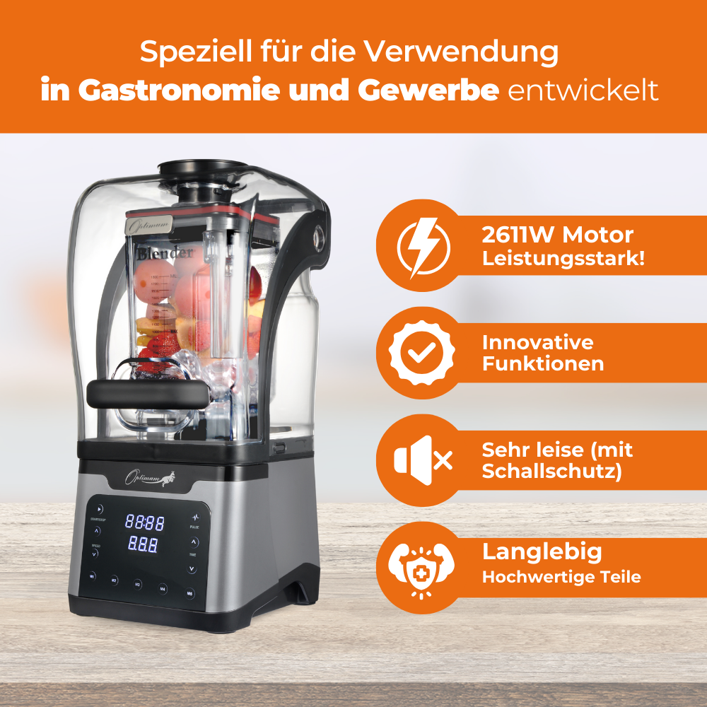 optimum 9400x gewerbemixer bester standmixer eis mixer hochleistungsmixer testsieger schallschutz